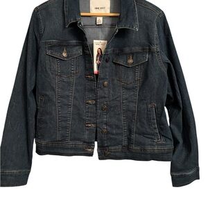 Nine West Denim Jacket - Dark Blue Sarah size XL stretch NWT